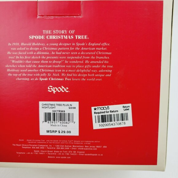 Spode Christmas Tree Plug-In Night Light, Vintage Holiday Design, Winter Decor - Picture 7 of 7